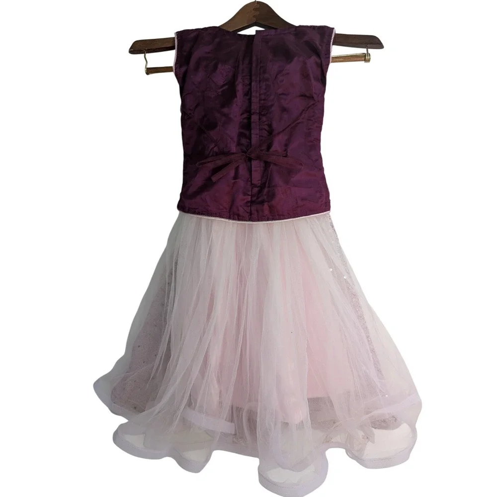 DMS Design Studio Girls Formal Gown‎ 26 Purple Pink Excellent Mirror Embellished